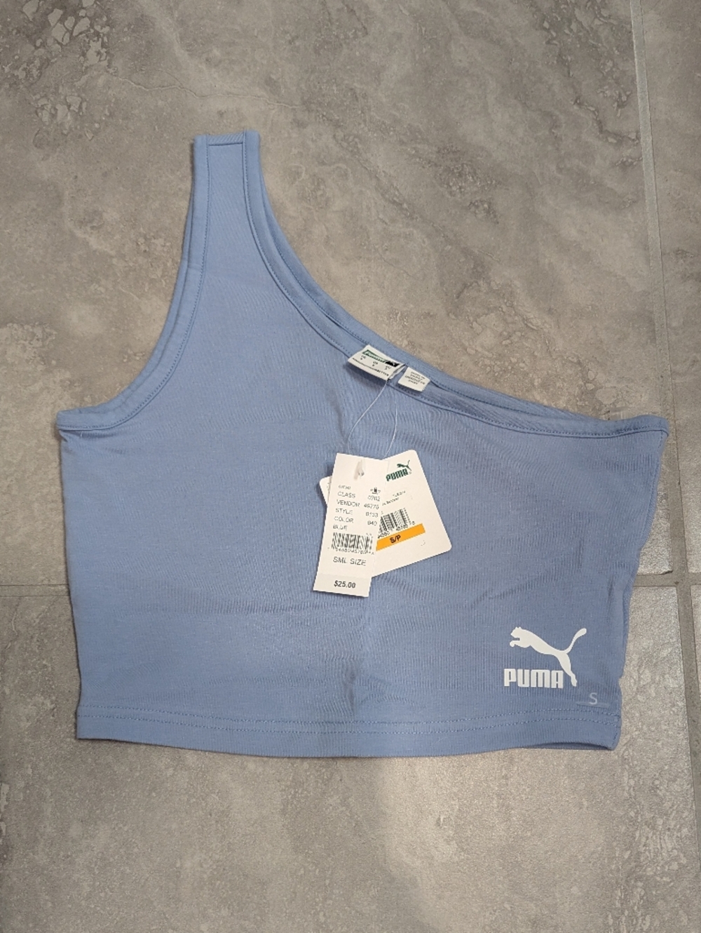 NWT Puma Women's One-Shoulder Light Blue Athletic Crop
